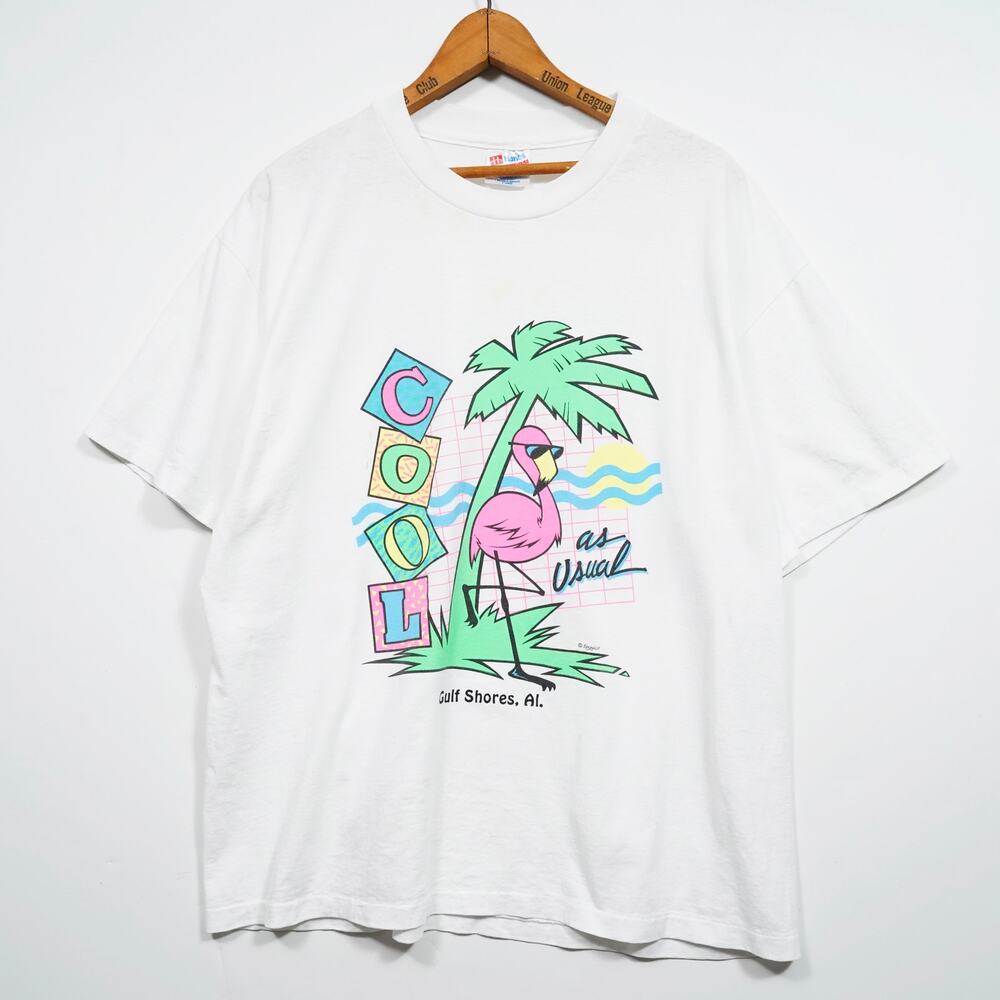 Vintage Flamingo Beach T Shirt XL Gulf Alabama USA 50/50 Hanes Single Stitch